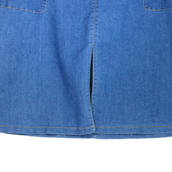 Universal Denim Skirt Womens Size 18 Blue Exposed Zipper Sexy Slit Pockets - Picture 5 of 8